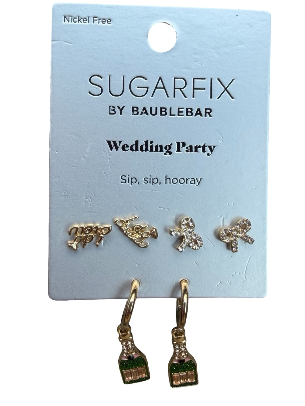 Sugarfix by BaubleBar Wedding Party Champagne Earrings Set Gold Tone
